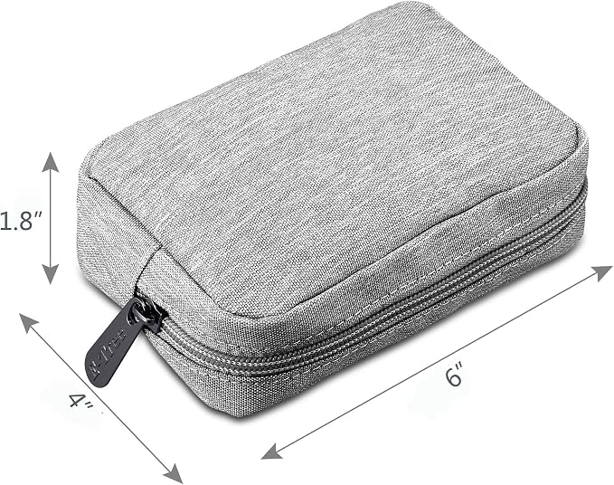 E-Tree Small Makeup Bag, Cosmetic Toiletry Skin Care Make up Little Items Pouch for Purse, Zipper Mini Tech Charger Cable Electronic Organizer Case, Travel Accessories for Women Men Teen, Grey - Image 2