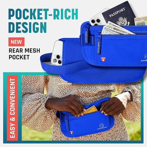 Alpha Keeper Money Belt for Travel Hidden Under Clothes – RFID Blocking Passport Holder & Slim Waist Wallet Pouch for Women & Men, Anti-Theft Travel Accessories - Image 2