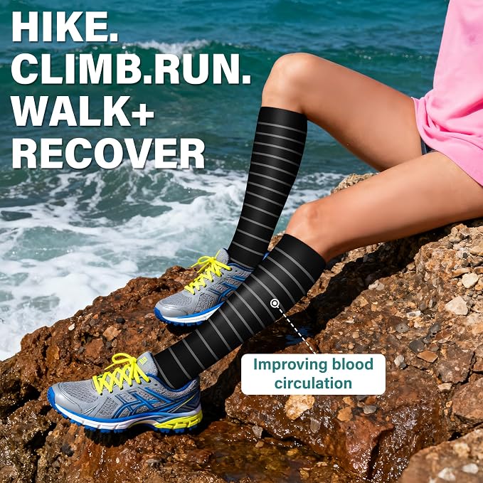 Acture 6 Pack Compression Socks for Women and Men - Knee High for Medical, Running, Nurses, Travel - Image 5