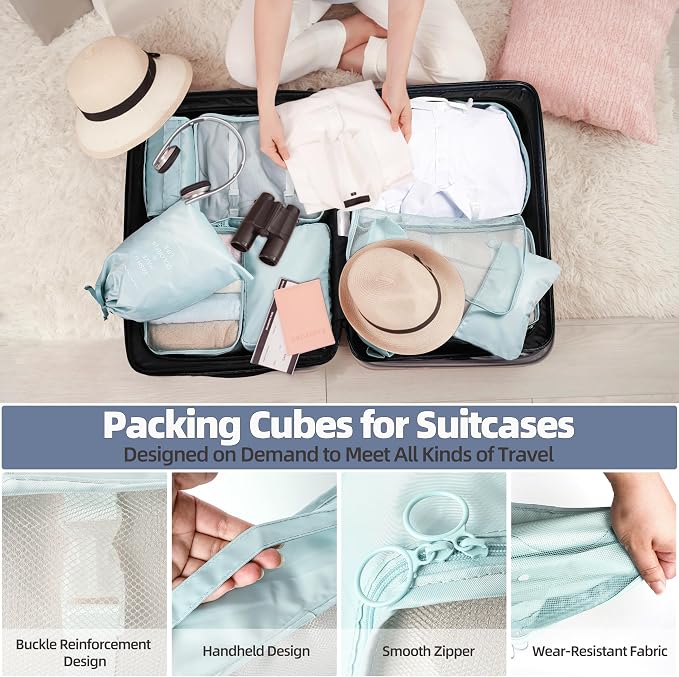 10 Pcs Set Packing Cubes - Travel Packing Organizers, Expandable Suitcase Organizer, Luggage Organizer Bags - Image 4