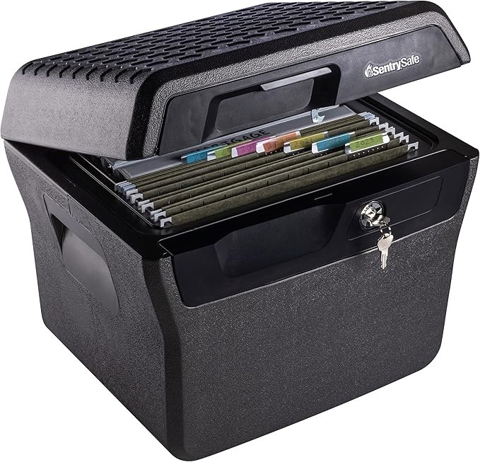 SentrySafe Fireproof and Waterproof Lock Box with Key Lock, File Safe with Carrying Handles for Documents, 0.66 Cubic Feet, 14.1 x 16.6 x 13.8 Inches, FHW40100 | File Folder Safe With Fire and Water Resistant Protection, Key Lock Security, Built-in Car... by SentrySafe