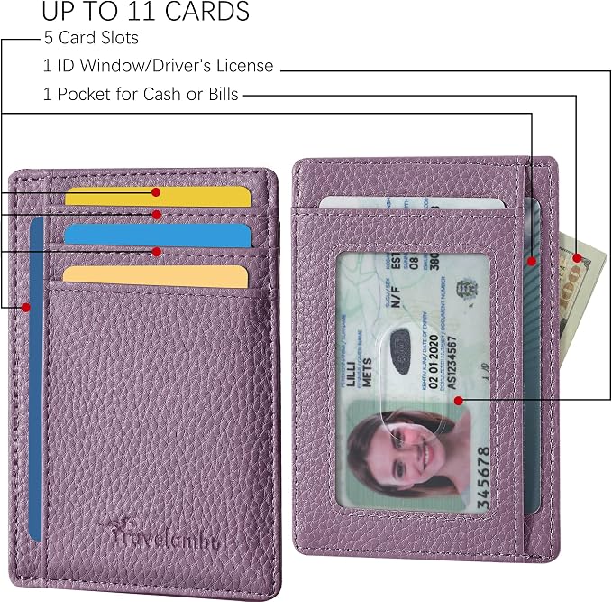 Travelambo Front Pocket Minimalist Leather Slim Wallet RFID Blocking Medium Size - Image 3