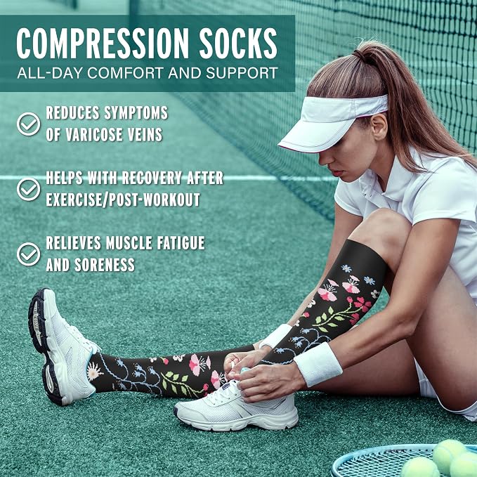 3 Pairs Compression Socks for Women & Men 15-20 mmHg- Best Support for Nurses, Running, Hiking, Recovery & Flight Socks - Image 2