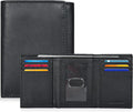 Real Leather Mens Trifold Wallet RFID Blocking Slim Minimalist Front Pocket - Thin & Stylish with ID Window in Gift Box by OakLeathers