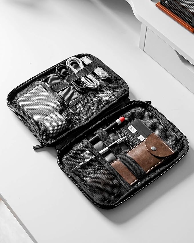 BAGSMART Large Electronics Organizer Travel Case for Tech Accessories, Blue | Tech Accessories, Cord Storage Bag, For Phone, Power Bank, SD Card, Cables - Image 8