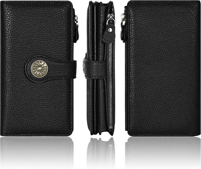 Travelambo Women's Wallet RFID Blocking Trifold Clutch Large Capacity Credit Card Holder Travel Purse - Image 6
