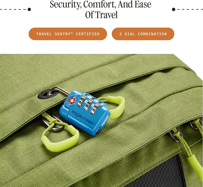 Eagle Creek Travel Safe TSA Lock, 3 Dial Combination, Graphite | Lock for Suitcase, Duffel Bag, and Backpack Security, Travel Sentry Certified, Keep Your Belongings Secure - Image 2