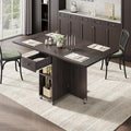 Jocoevol Space Saving Folding Dining Table for 4, Foldable Dining Table with Drawer and Storage Shelf, 6 Wheels Drop Leaf Kitchen Dining Room Table for Small Space (Walnut, 47.2" x 23.6" x 29.9") by JOCOEVOL
