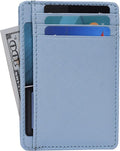 Leather RFID Blocking Slim Minimalist Front Pocket Wallet, Sky Blue by OakLeathers