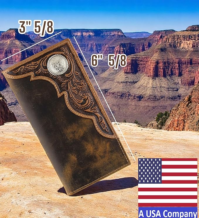 F&L CLASSIC Men's RFID Vintage Look Genuine Leather Long Bifold Wallet Checkbook Wallets,brown,240-82 - Image 2