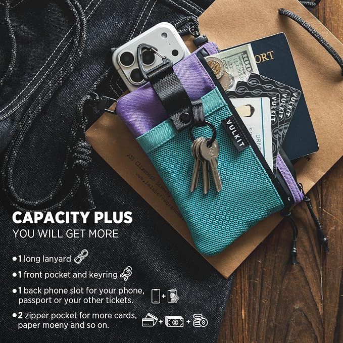 VULKIT RFID Blocking Travel Wallet for Women, Water Resistant Passport & Phone Holder with Detachable Lanyard and Key Ring, Lightweight Zipper Travel Wallet - Image 2