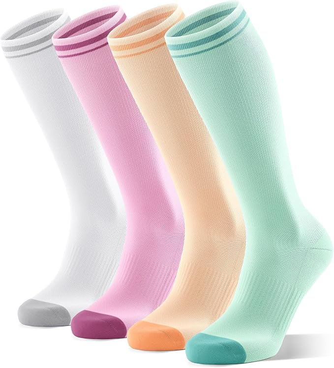 FITRELL 4 Pairs Compression Socks for Women & Men, 15-20mmHg Circulation Support for Athletic Travel Daily Wear - Image 8