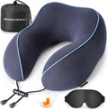 Travel Neck Pillow,100% Pure Memory Foam,Soft Head Support | Washable Cotton Cover,Comes with 3D Eye Mask,Earplugs,Storage Bag,Ideal Travel Gift by Unknown