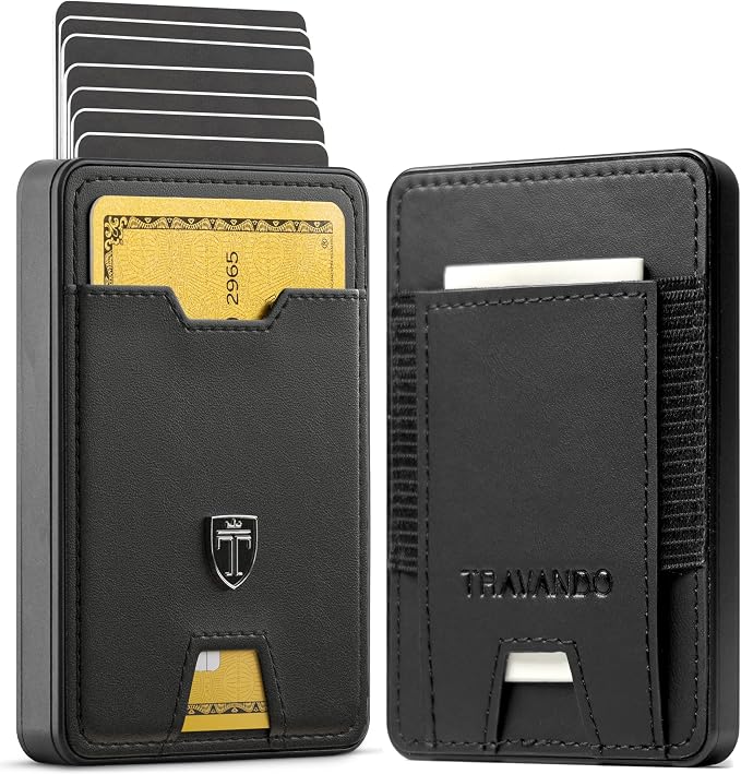 TRAVANDO Swype Slim Wallet for Men Metal RFID Blocking Mens Wallet Card Case (Black) by TRAVANDOWallets