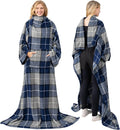 PAVILIA Blanket with Sleeves for Adult Women Men, Soft Warm Wearable Blanket Fleece Wrap Throw, Robe Blanket Gift by PAVILIA
