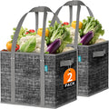 Fab totes Reusable Grocery Bags, Large Foldable Shopping Tote Bags with Reinforced Handles & Hard Bottom,2 Pack, Black by Fabtotes