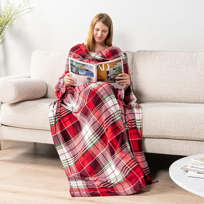 PAVILIA Wearable Blanket with Sleeves for Adult Women Men, Cozy Fleece Warm Wrap Throw with Arms, Gifts for Christmas, Wife - Image 4