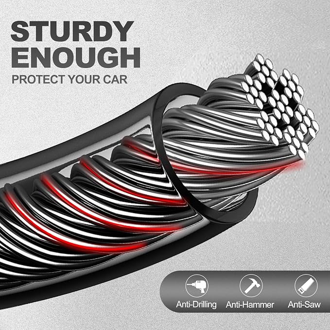 KAYCENTOP Steering Wheel Lock to Seat Belt Lock Anti-Theft Car Device | Max 17'' Locking Length, Quick Lock and Compact, Security Thicken Steel Cable, Fit Most Vehicle, SUV, Golf Cart, Bright Red - Image 5