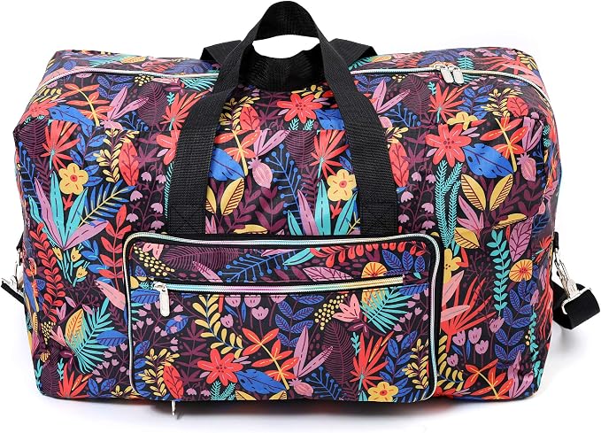 22" Foldable Large Travel Duffel Duffle Bag Sports Gym Tote Bag For Women Overnight Carryon Weekend Bag Shoulder Bag Water Resistant - Image 2