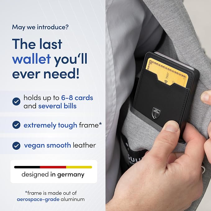 TRAVANDO Swype Slim Wallet for Men Metal RFID Blocking Mens Wallet Card Case (Black) - Image 2
