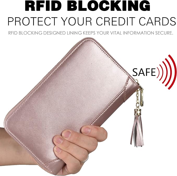 Easyoulife Credit Card Holder Wallet Womens Zipper Leather Case Purse RFID Blocking - Image 4
