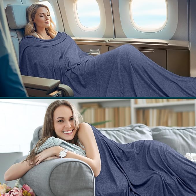 PAVILIA Travel Blanket Airplane Compact with Bag Lightweight, Navy Blue | Soft Fleece Plane Long Flights, Camping Road Trips, Packable Traveler Gift Essentials with Luggage Backpack Strap, 65x40 - Image 6