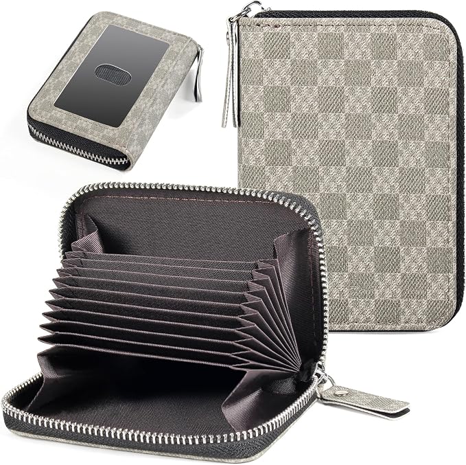 Credit Card Wallet, RFID Card Case Wallet, Zipper Card Cases Holder for Men Women, RFID Blocking, KeyChain Wallet, Compact Size Card Organizer Case for Women by Ecovision
