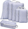 Compression Packing Cubes for Travel 6pc Set with Laundry Bag/Backpack-Luggage Organizers for Suitcase-Lightweight Compressible - Light Blue Boho by Unknown