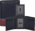 Real Leather Mens Trifold Wallet RFID Blocking Slim Minimalist Front Pocket - Thin & Stylish with ID Window in Gift Box by OakLeathers