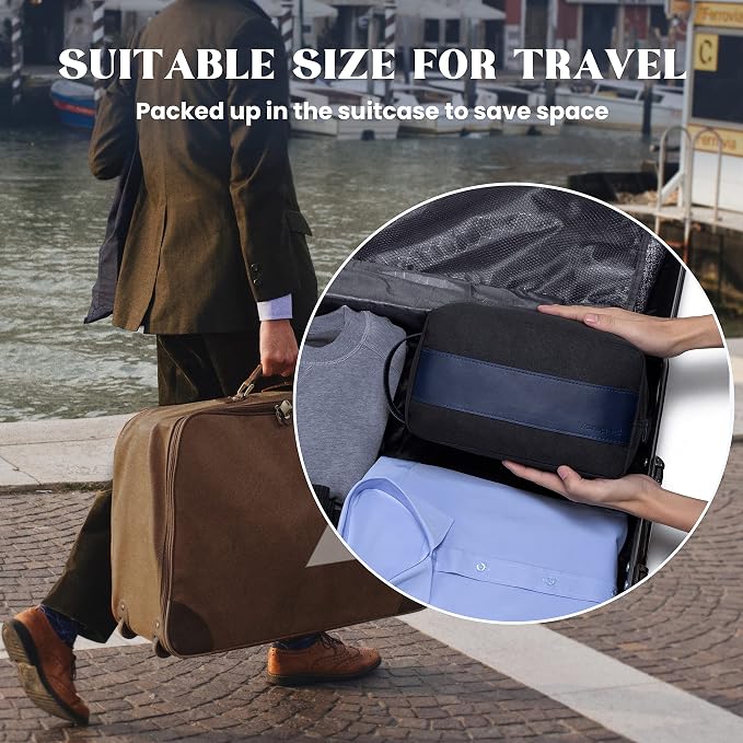 Vorspack Water Resistant Travel Toiletry Bag for Men - Black&Blue | Travel Bag for Toiletries, Large Capacity, Organized Compartment, Suitable for Shaving Grooming Accessories, Gifts for Men - Image 7