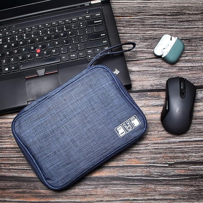 SELLYFELLY Travel Electronics Organizer Portable Cable Organizer Bag for Storage Electronic Accessories Case for Cord,Phone,Charger,Flash Drive (Navy Blue) - Image 6