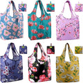 BeeGreen Flower Reusable Shopping Bags Cute Grocery Bag 6 Pack, Christmas Gift Bags Heavy-Duty Foldable Shopping Totes for Supermarket, Work & Travel, Large Washable Polyester Tote Bag with Handles by BeeGreen