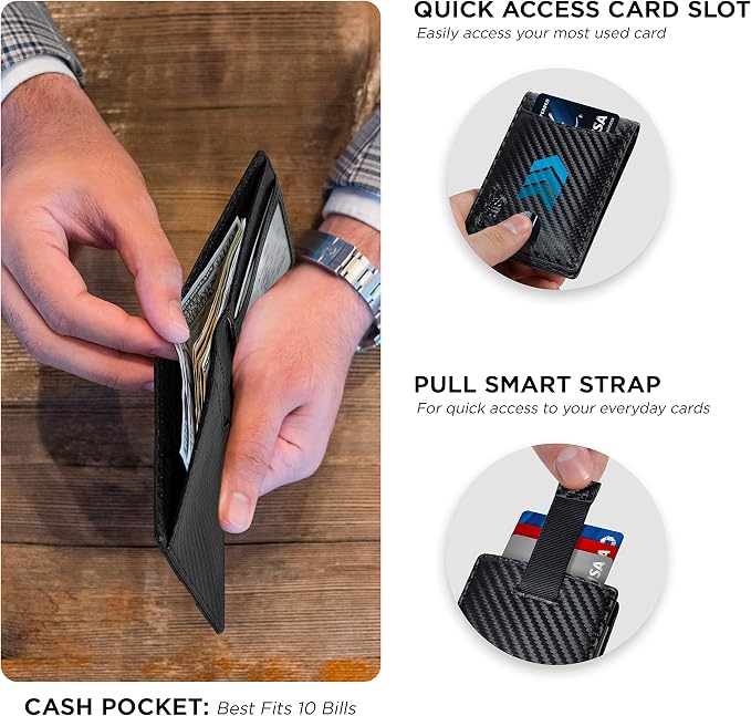 SERMAN BRANDS RFID Blocking Slim Bifold Genuine Leather Thin Minimalist Front Pocket Wallets for Men Billfold Wallet Men Gift - Image 4