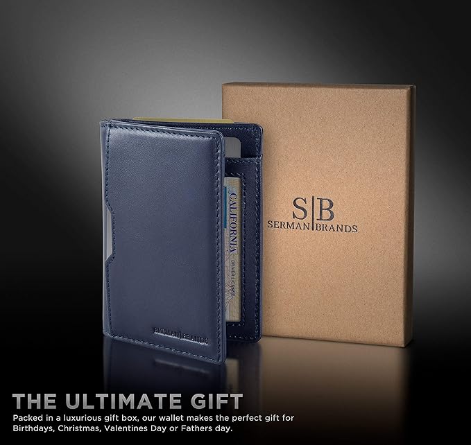 SERMAN BRANDS - Wallets for Men Slim Mens leather RFID Blocking Minimalist Card Front Pocket Bifold Travel Thin - Image 6