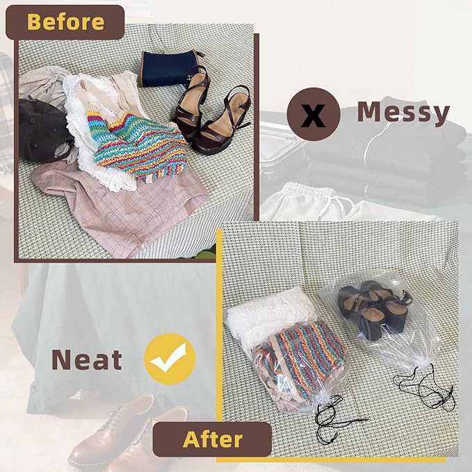 LazyMe Clear Large Shoe Bags for Travel, 12 x 18 Inch, 100 Pack | Waterproof Drawstring Shoe Bags, Large Shoe Storage Bags, Packing Bags for Travel Essentials, Men and Women - Image 4