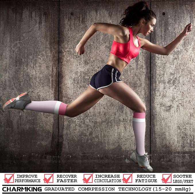 CHARMKING Compression Socks for Women & Men, 4 Pairs, Travel Nurse Athlete | Graduated 10-15mmHg compression, soft stretch fabric, boost blood circulation, relieve leg swelling, ideal for travel, nurses - Image 2