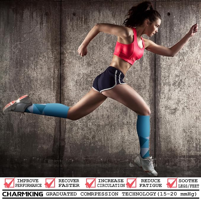 CHARMKING Compression Socks for Women & Men Circulation (3 Pairs) 15-20 mmHg is Best Support for Athletic Running Cycling - Image 2