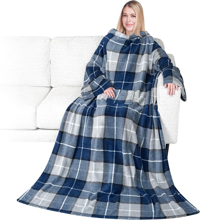 PAVILIA Wearable Blanket with Sleeves for Adult Women Men, Cozy Fleece Warm Wrap Throw with Arms, Gifts for Christmas, Wife by PAVILIA