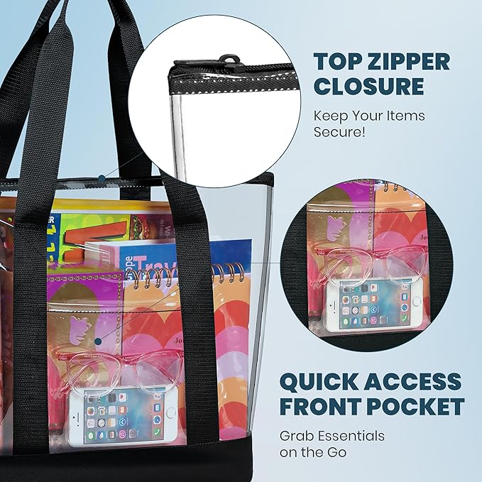 Handy Laundry Clear Tote Bag - Zipper Closure, Long Shoulder Strap, Fabric Trimming. - Image 4