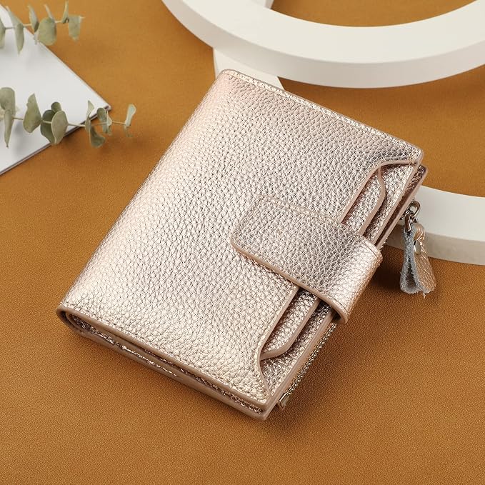 Small Compact Women Wallet RFID Blocking Genuine Leather Bifold Purse with ID Windows - Image 6