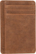 Leather Slim Minimalist RFID Blocking Front Pocket Wallet, Dark Cognac by OakLeathers