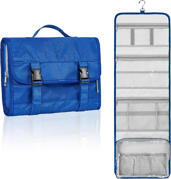 PAVILIA Travel Hanging Toiletry Bag for Women Men, Large Capacity Makeup Bag Kit, Waterproof Cosmetic Storage Organizer Case for Bathroom Shower by PAVILIA