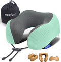 napfun Neck Pillow for Travel, Memory Foam Airplane Pillow, Turquoise | 360° Neck Support, Upgraded 100% Memory Foam for Airplane, Car, Train, Bus, Office Sleep, Travel Essentials for Long Flights by NAPFUN
