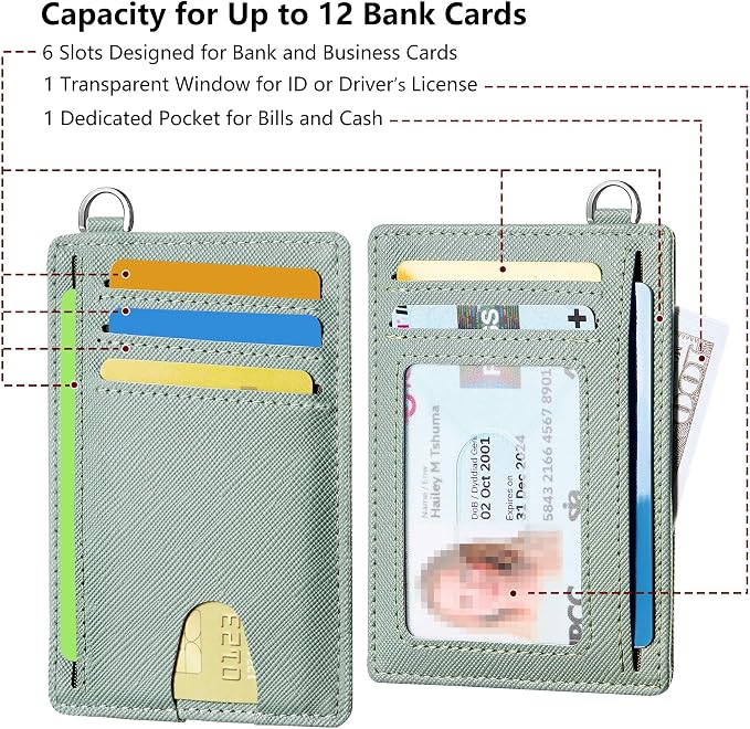 Mayski Slim Wallet, Credit Card Holder for Women, Minimalist Front Pocket RFID Blocking Card Cases, Small Wallet Women Men(Cross Green) - Image 4