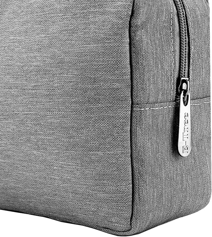 E-Tree Makeup Bag, Big Travel Make up Pouch, Zipper Large Cosmetic Brush Skin Care Case, Toiletry Bags for Traveling Women Man,Tech Electronic Organizer,Small Canvas Storage for Personal Items,Grey - Image 6