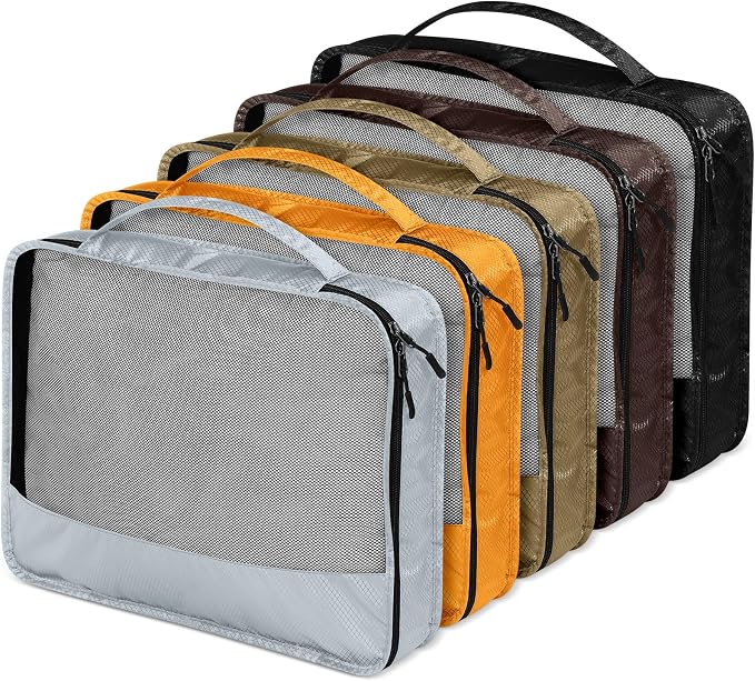 5 Pcs Packing Cubes for Suitcase Large Travel Cubes Carry on Luggage Organizer Bags for Clothes Accessories(L,Apricot) - Image 5