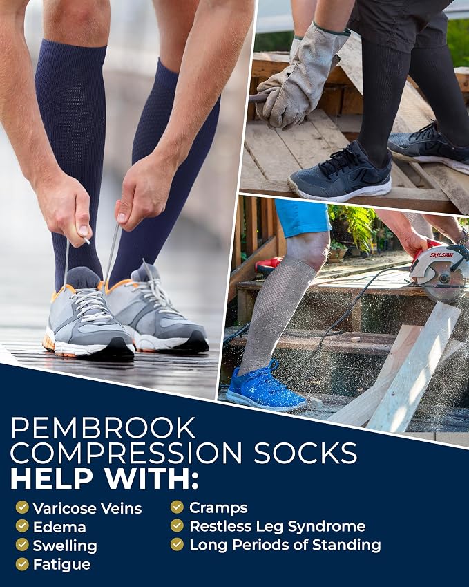 Pembrook® Light Compression Socks for Men & Women - 3 Pairs | 8-15 mmhg Compression Dress Socks for Men | Support Socks - Image 4