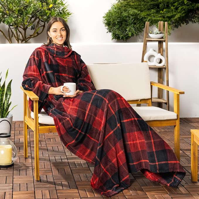 PAVILIA Wearable Blanket with Sleeves for Adult Women Men, Cozy Fleece Warm Wrap Throw with Arms, Gifts for Christmas, Wife - Image 5