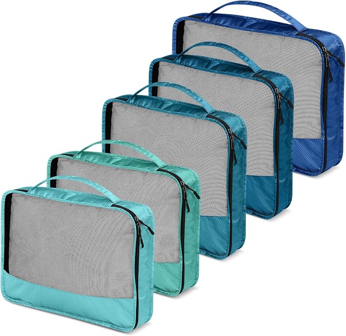 5 Pcs Packing Cubes for Suitcase Large Travel Cubes Carry on Luggage Organizer Bags for Clothes Accessories(Mixed,Blue) - Image 5