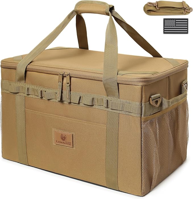 Tactical Camping Storage Bag Utility Tote Bag Camping Kitchen Organizer with Axe Holder & Shoulder Strap by Lemubeane